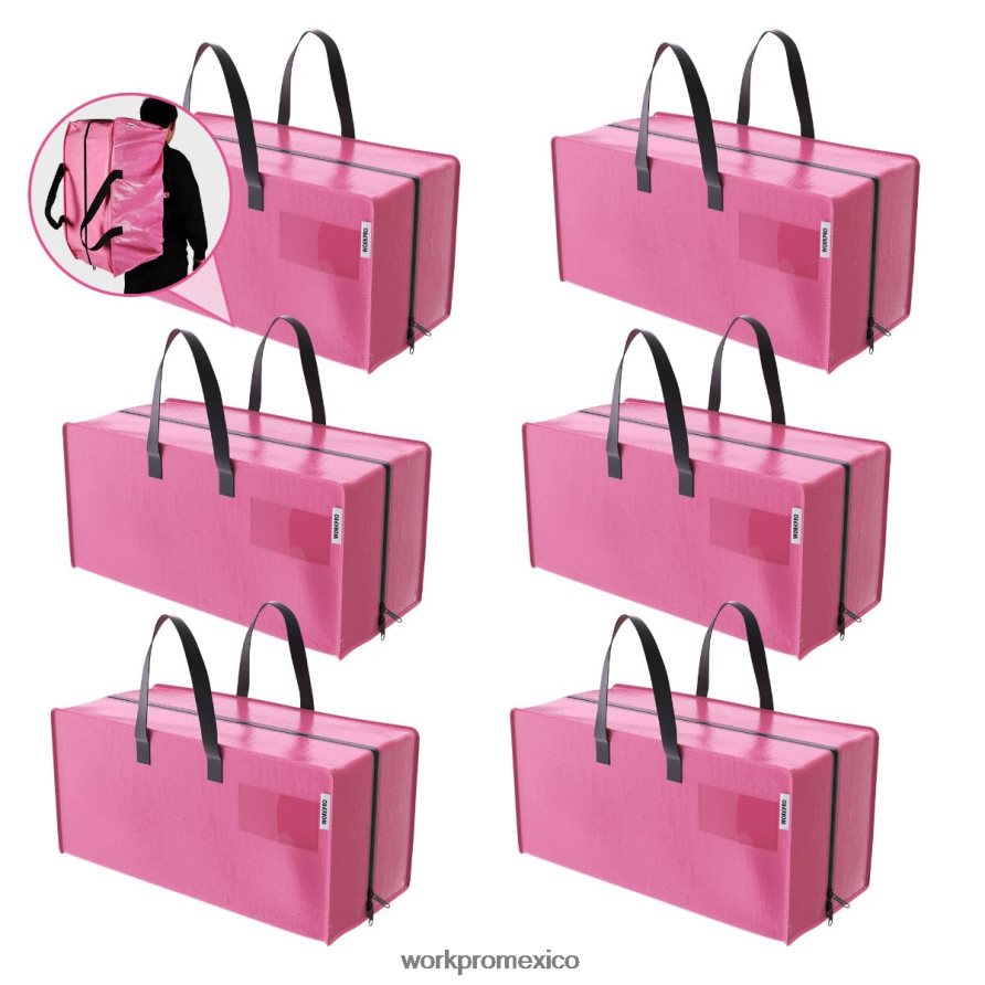 WORKPRO Paquete de 6 bolsas de mano extragrandes y resistentes para almacenamiento con cremalleras y asas de transporte, correas para mochila rosado azul almacenamiento V82RH2142 WORKPRO Paquete de 6 bolsas de mano extragrandes y resistentes para almacenamiento con cremalleras y asas de transporte, correas para mochila rosado azul almacenamiento V82RH2142