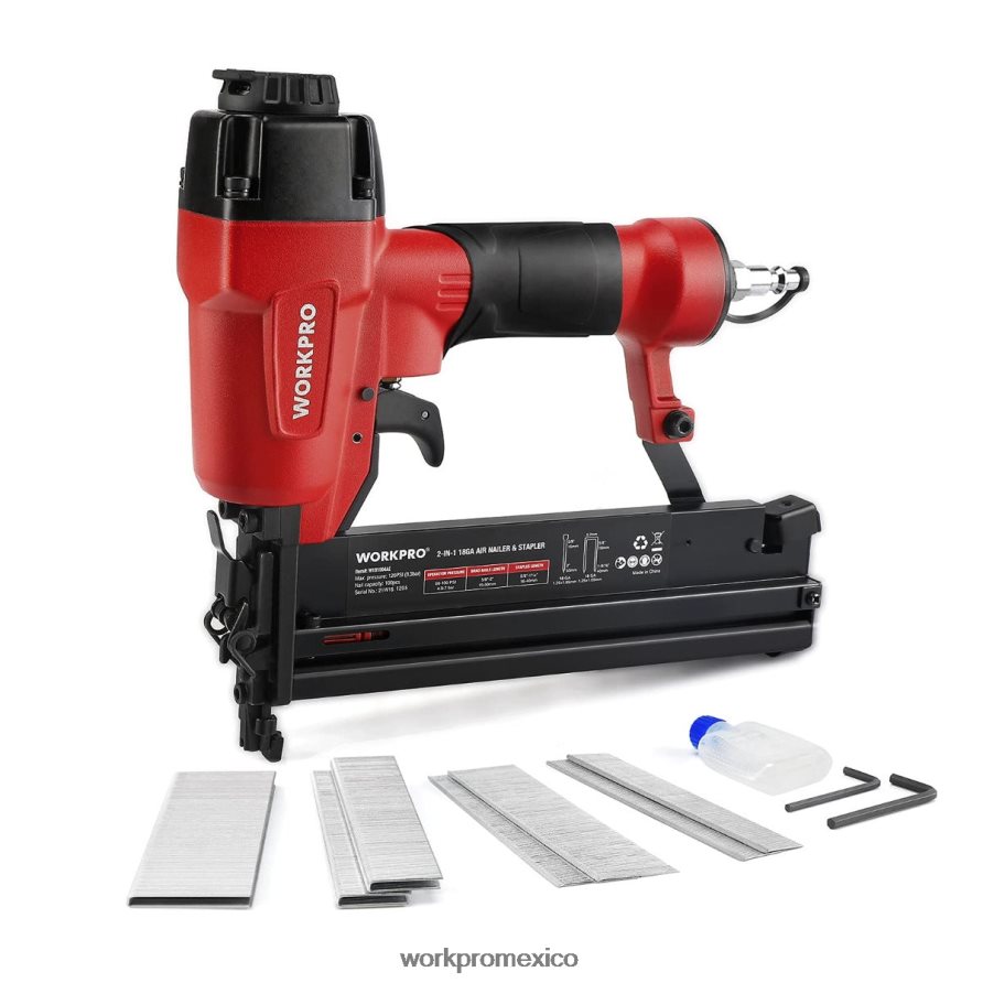 WORKPRO Clavadora neumática 2 en 1 con 400 clavos/300 grapas moderno herramienta V82RH2181 WORKPRO Clavadora neumática 2 en 1 con 400 clavos/300 grapas moderno herramienta V82RH2181