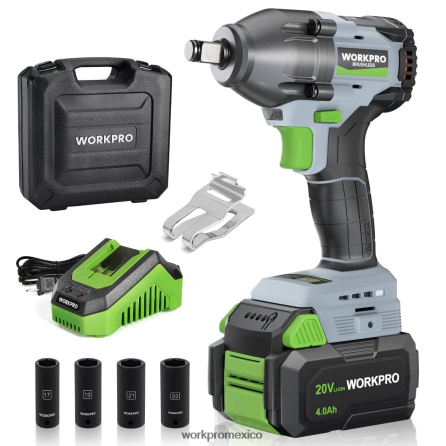 WORKPRO Llave de impacto inalámbrica de 20v, con batería de 4,0 ah, cargador rápido, 4 tomas de impacto y estuche de almacenamiento moderno herramienta V82RH2188 WORKPRO Llave de impacto inalámbrica de 20v, con batería de 4,0 ah, cargador rápido, 4 tomas de impacto y estuche de almacenamiento moderno herramienta V82RH2188