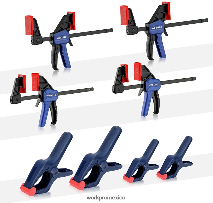 WORKPRO Juego de abrazaderas de 8 piezas para carpintería. moderno herramienta V82RH2114 WORKPRO Juego de abrazaderas de 8 piezas para carpintería. moderno herramienta V82RH2114