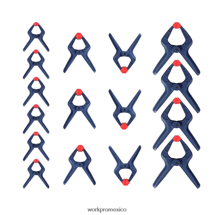 WORKPRO Juego de abrazaderas de resorte de nailon de 16 piezas para estudios de fotografía de carpintería y trabajos de bricolaje azul herramienta V82RH2119 WORKPRO Juego de abrazaderas de resorte de nailon de 16 piezas para estudios de fotografía de carpintería y trabajos de bricolaje azul herramienta V82RH2119