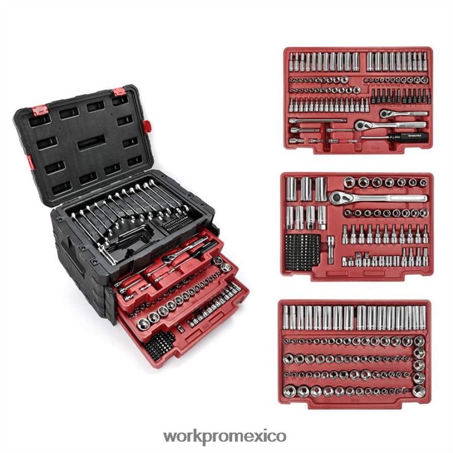 WORKPRO Juego de herramientas de mecánica profesional universal de 450 piezas con caja resistente útil herramienta V82RH2306 WORKPRO Juego de herramientas de mecánica profesional universal de 450 piezas con caja resistente útil herramienta V82RH2306
