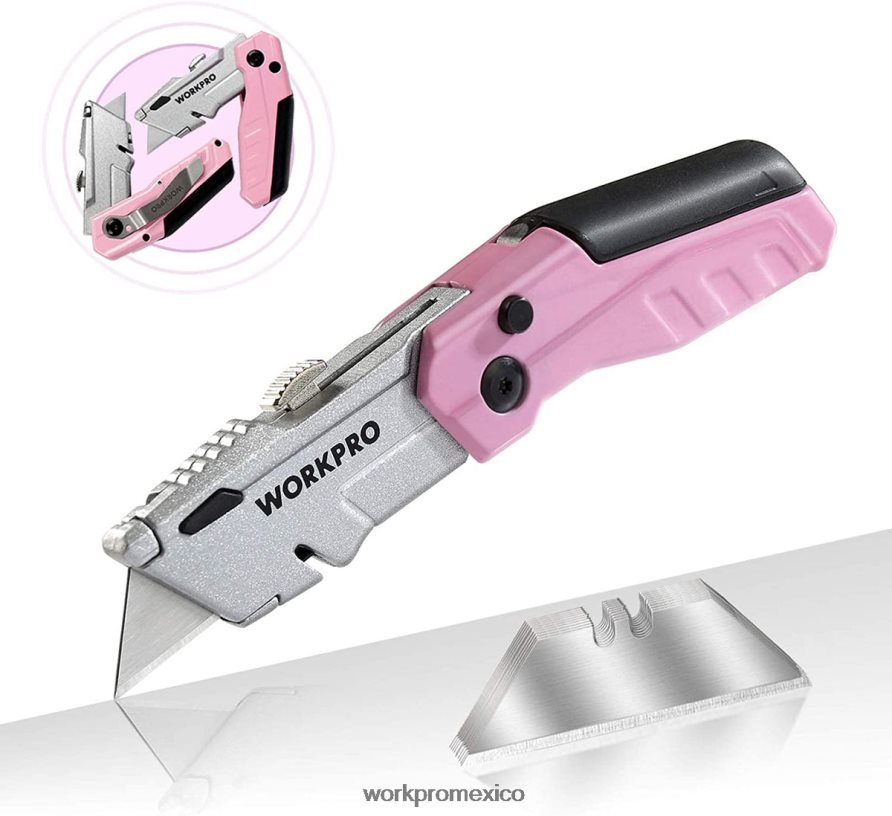 WORKPRO navaja multiusos plegable de cambio rápido con 12 hojas adicionales rosa herramienta V82RH237 WORKPRO navaja multiusos plegable de cambio rápido con 12 hojas adicionales rosa herramienta V82RH237