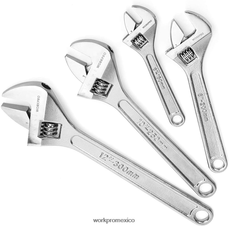 WORKPRO Juego de 4 llaves ajustables forjadas y cromadas tratadas térmicamente útil herramienta V82RH284 WORKPRO Juego de 4 llaves ajustables forjadas y cromadas tratadas térmicamente útil herramienta V82RH284