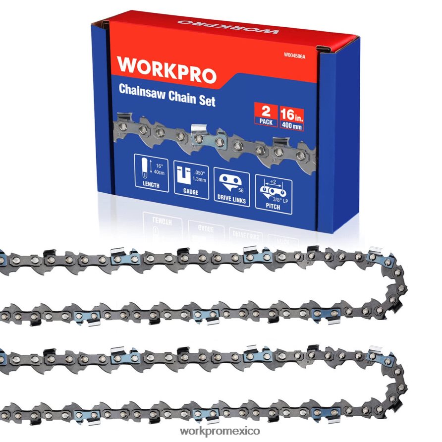 WORKPRO Paquete de 2 cadenas de motosierra, paso de 3/8", 56 eslabones impulsores, cadena de sierra para cortar madera para piezas de motosierra útil herramienta V82RH2204 WORKPRO Paquete de 2 cadenas de motosierra, paso de 3/8", 56 eslabones impulsores, cadena de sierra para cortar madera para piezas de motosierra útil herramienta V82RH2204