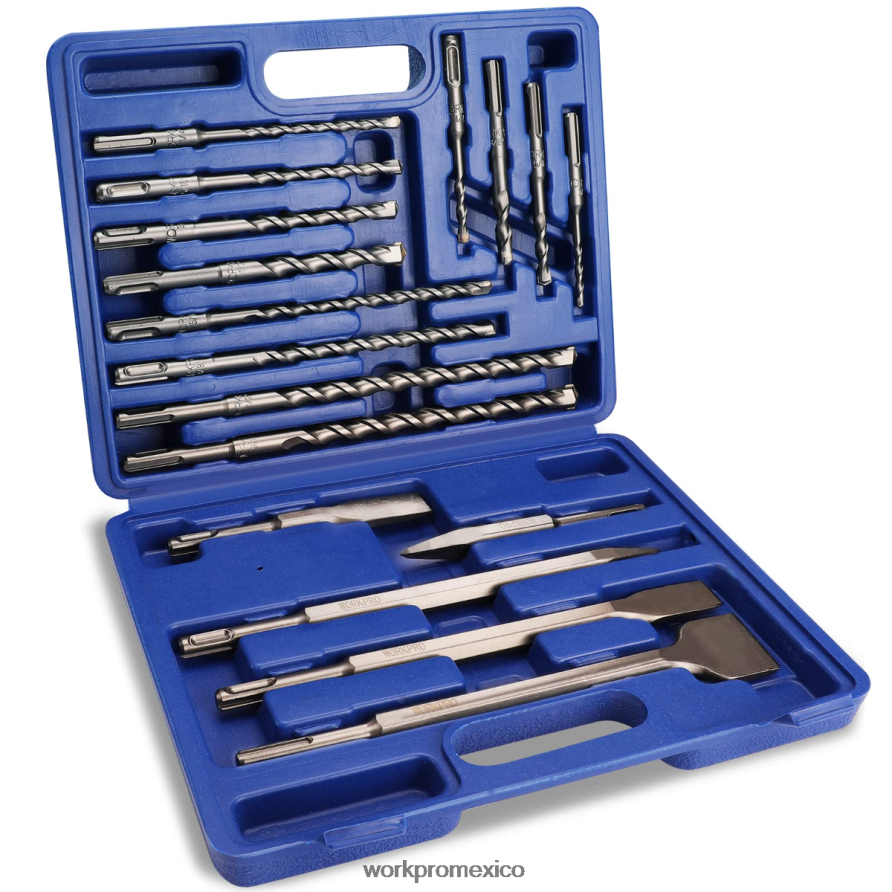WORKPRO Juego de cinceles y brocas de martillo perforador sds-plus de 17 piezas útil herramienta V82RH2199 WORKPRO Juego de cinceles y brocas de martillo perforador sds-plus de 17 piezas útil herramienta V82RH2199
