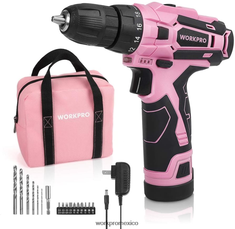 WORKPRO Juego de taladro y destornillador inalámbrico, destornillador eléctrico de 12v, kit de herramientas para mujer rosa herramienta V82RH2263 WORKPRO Juego de taladro y destornillador inalámbrico, destornillador eléctrico de 12v, kit de herramientas para mujer rosa herramienta V82RH2263