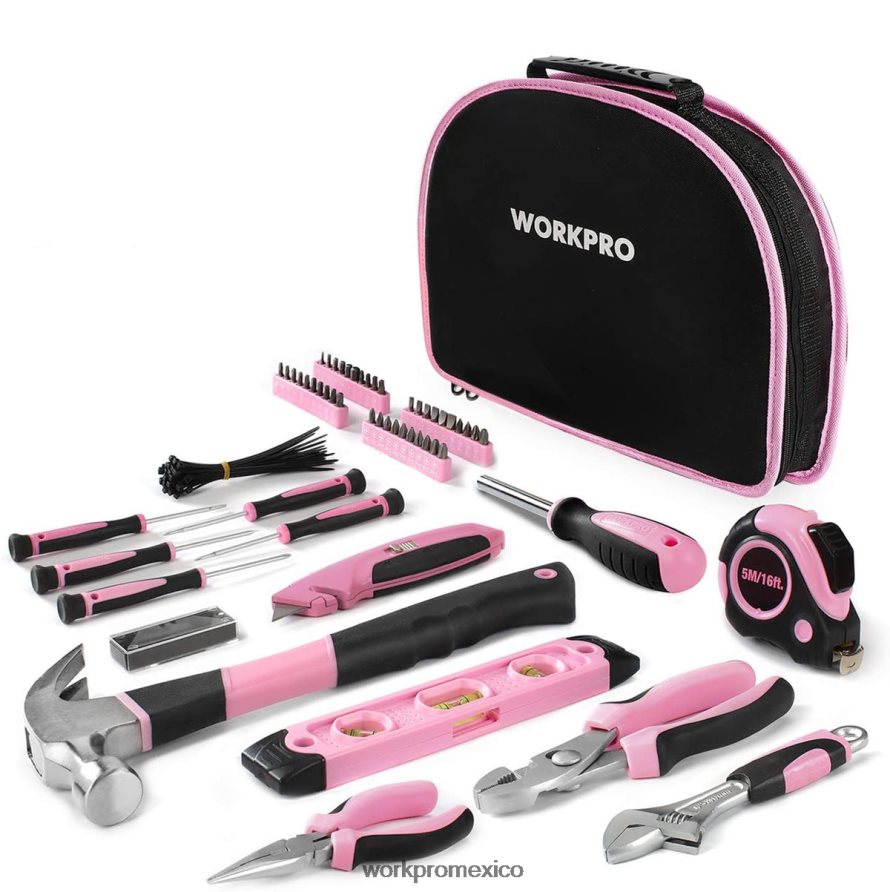 WORKPRO Kit de herramientas de 103 piezas con bolsa redonda fácil de transportar, perfecta para el mantenimiento del hogar. rosa herramienta V82RH2248 WORKPRO Kit de herramientas de 103 piezas con bolsa redonda fácil de transportar, perfecta para el mantenimiento del hogar. rosa herramienta V82RH2248