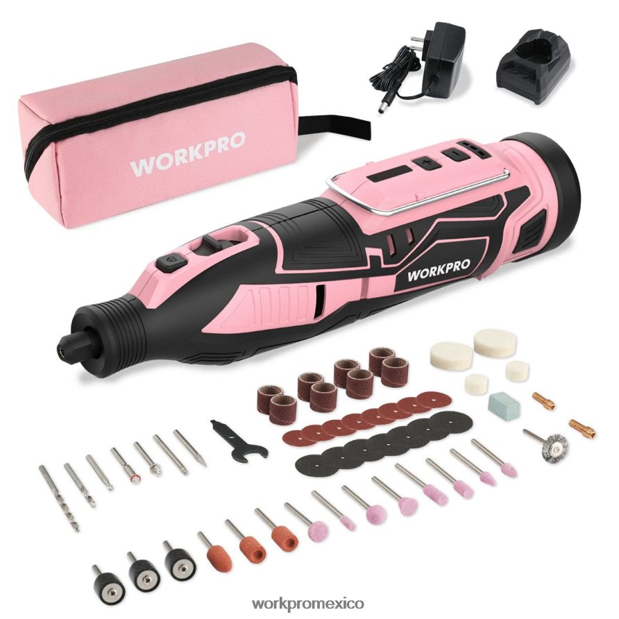 WORKPRO Kit de herramientas rotativas inalámbricas de 12 V, 5 velocidades variables, 114 accesorios de fácil cambio rosa herramienta V82RH2267 WORKPRO Kit de herramientas rotativas inalámbricas de 12 V, 5 velocidades variables, 114 accesorios de fácil cambio rosa herramienta V82RH2267